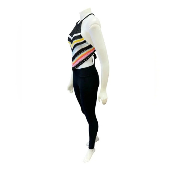 Love Knits Nyc NWT Backless Tank Tie up  Knitted Black/White/Yellow/Pink Size XL - Picture 3 of 7